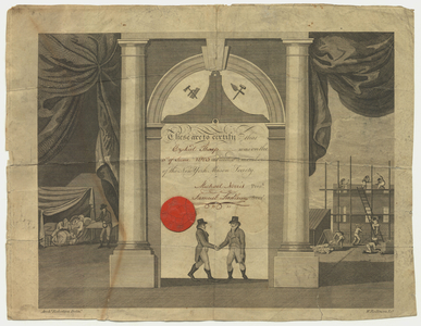 Membership certificate issued by the New York Masons’ Society to Ezekiel Thorp, 1805 June 3
