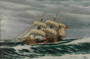 "H.M.S. Somerset on the Peaked Hill Bars" Spencer Parry Kennard