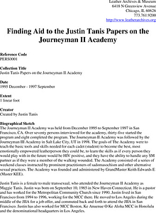 Finding Aid to the Justin Tanis Papers on the Journeyman II Academy