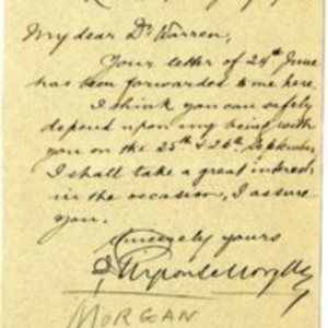 Letter from J. Pierpont Morgan to J. Collins Warren