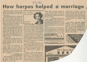 How Herpes Helped a Marriage (March 19, 1983)