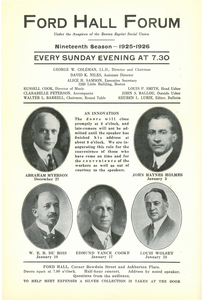 Ford Hall Forum program, 19th Season, December/January 1925-1926