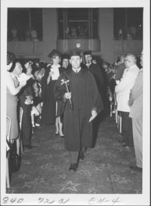 Student procession at the 1967 Suffolk University commencement