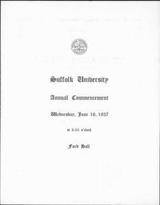 1937 Suffolk University commencement program