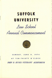 1974 Suffolk University Law School Annual Commencement Program