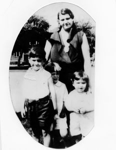 Mary Moakley with her three sons, 1930s