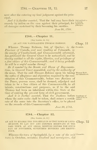 1784 Chap. 0011 An Act For Naturalizing Thomas Robison.