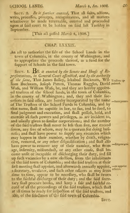 1807 Chap. 0090. An act to authorize the sale of the School Lands in the town of Columbia, in the county of Washington, and to appropriate the proceeds thereof, as a fund for the support of Schools in the said town.