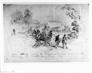 Rebel Cavalry Crossing the Georgetown Turnpike Bridge, Near Frederick Junction, Maryland