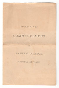 Amherst College Commencement program, 1880 July 1