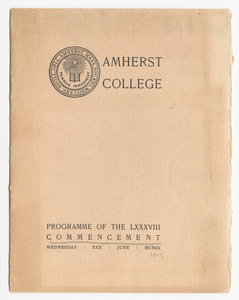 Amherst College Commencement program, 1909 June 30