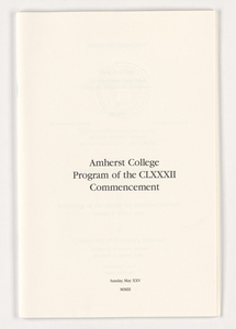 Amherst College Commencement program, 2003 May 25