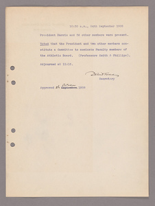 Amherst College faculty meeting minutes 1908/1909