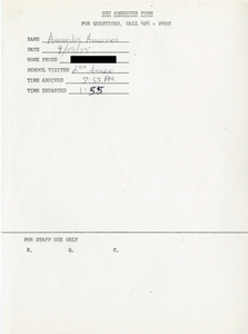 Citywide Coordinating Council daily monitoring report for South Boston High School's L Street Annex by Amarilis Amoros, 1975 September 19