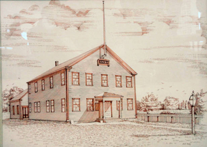 Artist rendition of the Town Hall in 1733 for the 250th anniversary of Halifax