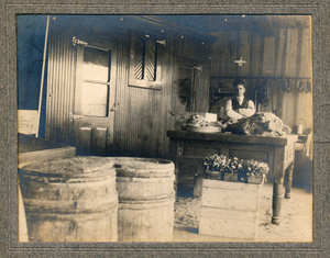 My grandfather Joseph Perry in his grocery at 14 Bradford