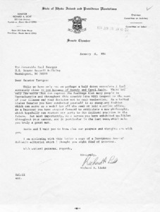 Letter from Richard A. Licht to Paul Tsongas