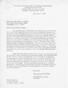 Letter from Margaret D. Hill to Paul E. Tsongas