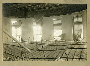 [View of interior demolition work in unidentified building]