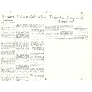 Report: Urban - suburban transfer project 'effective'.