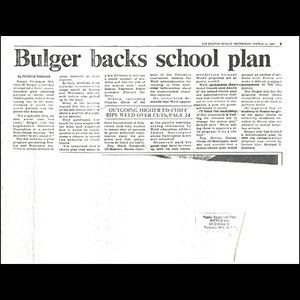 Bulger backs school plan.