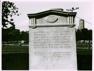 Monument commemorating the 1860s football games of the Oneida Football Club, Boston Common, erected in 1925
