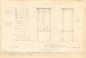 "Music Cabinet of Mahogany and Painted Decoration"