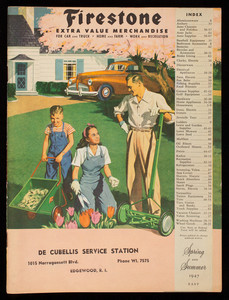 Firestone extra value merchandise for car and truck, home and farm, work and recreation, spring and summer 1947 east, The Firestone Tire & Rubber Co., Akron, Ohio