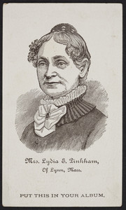 Trade card for Lydia E. Pinkham's Vegetable Compound, 233 & 235 Western Avenue, Lynn, Mass., undated
