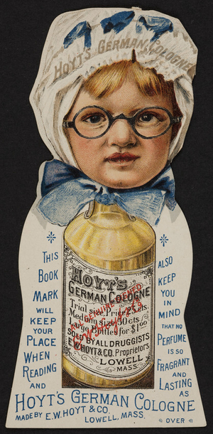 Bookmarks for Hoyt's German Cologne, E.W. Hoyt & Co., Lowell, Mass., undated