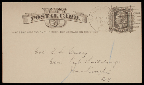 Amelia J. Rowland to Thomas Lincoln Casey, April 7, 1880