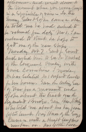 Thomas Lincoln Casey Notebook, September 1889-November 1889, 32, afternoon and went down to