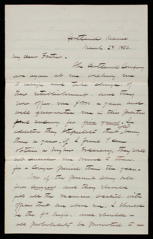 Thomas Lincoln Casey to General Silas Casey, March 28, 1866