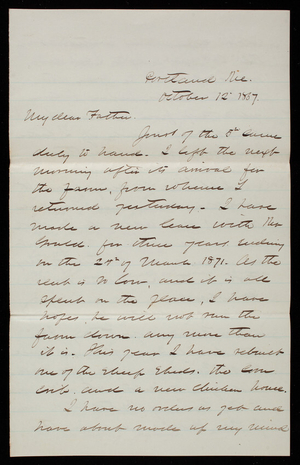 Thomas Lincoln Casey to General Silas Casey, October 12, 1867