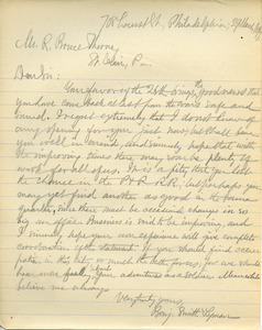 Letter from Benjamin Smith Lyman to Bruce Thorne