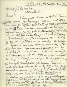 Letter from Benjamin Smith Lyman to Arthur J. Pilgram