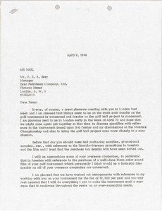 Letter from Mark H. McCormack to Terry Bray