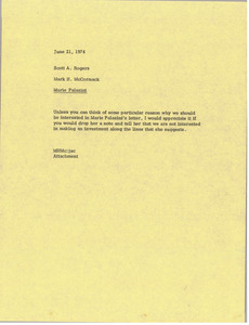 Memorandum from Mark H. McCormack to Scott A. Rogers