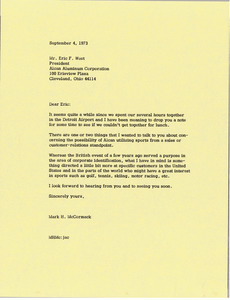 Letter from Mark H. McCormack to Eric F. West