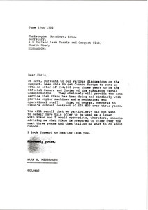Letter from Mark H. McCormack to Christopher Gorringe