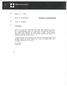 Memorandum from John D. Webber to Mark H. McCormack