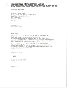 Letter from Mark H. McCormack to Frank D. Tatum