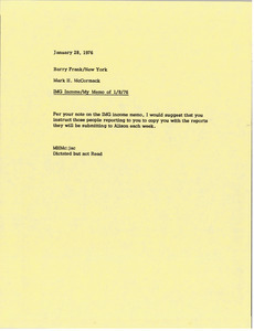 Memorandum from Mark H. McCormack to Barry Frank