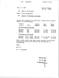 Fax from Brian Roggenburk to Mark H. McCormack