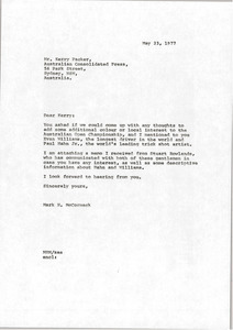 Letter from Mark H. McCormack to Kerry Packer