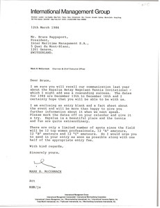 Letter from Mark H. McCormack to Bruce Rappaport