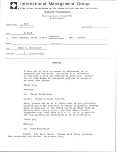 Fax from Mark H. McCormack to John Simpson