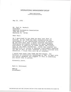 Letter from Mark H. McCormack to Paul R. Verkuil