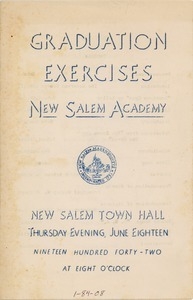 Program for the 1942 New Salem Academy graduation exercises