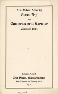 Program for the 1925 New Salem Academy class day and commencement exercises